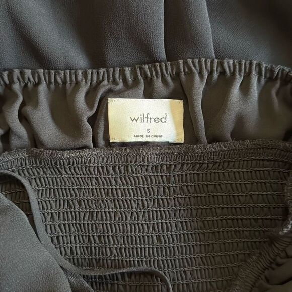 Aritzia Wilfred black midi dress size small event party minimalist gauzy spaghet - Picture 7 of 12